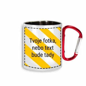 Kovový hrnek s karabinou a vlastním potiskem či textem