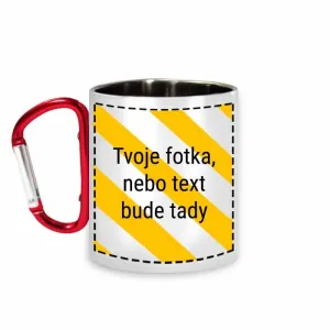 Kovový hrnek s karabinou a vlastním potiskem fotkou či textem