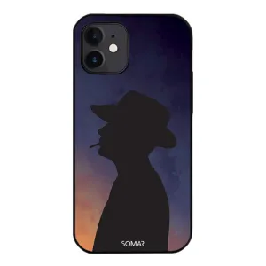 Duch Jaderného Věku s modrofialovým pozadím